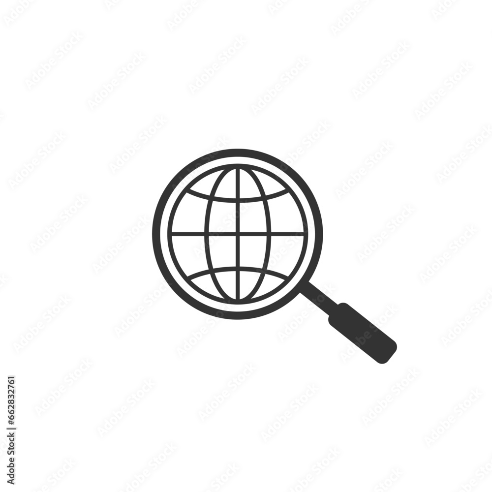 Global search like thin magnifying glass icon. Concept of finder of popular world news or self education flat style trend modern logotype graphic art design illustration isolated. Global search like thin magnifying glass icon. Concept of finder of popular world news or self education flat style trend modern logotype graphic art design illustration isolated.