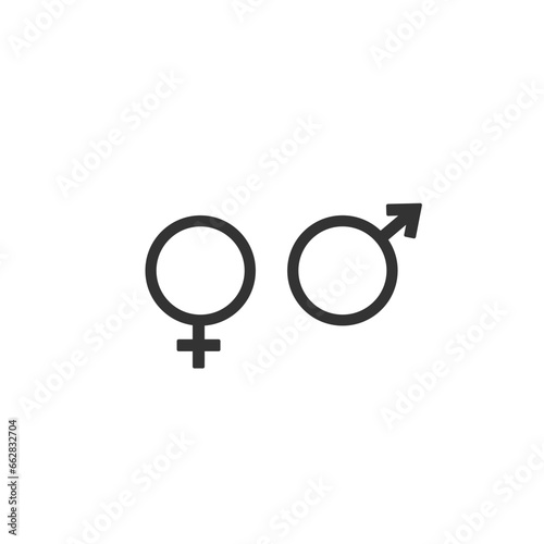 Gender icon vector, on white background editable