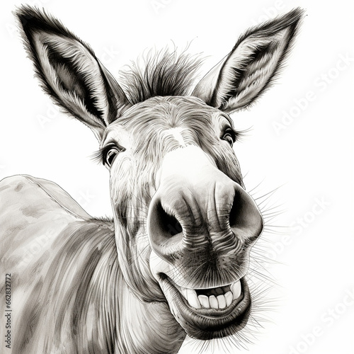 Fotografia a funny donkey portrait illustration on a white background