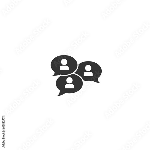 Group chat bubbles or forum discussion with multiple people chatting flat vector icon for apps and websites