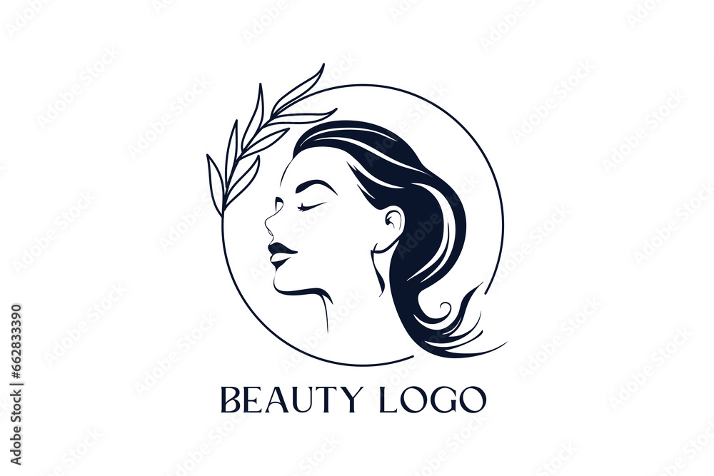 Illustration of women's hairstyle icon, logo with women's face. Vector beauty concept. Illustration of women's hairstyle icon, logo with women's face. Vector beauty concept.