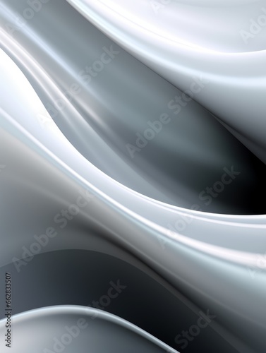 Grey Glossy Surface Creative Abstract Wavy Texture. Flowing Digital Art Decoration. Abstract Realistic Surface Vertical Background. Ai Generated Vibrant Curly Pattern.