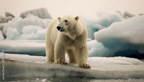 Large mammal in arctic nature, endangered species on ice floe