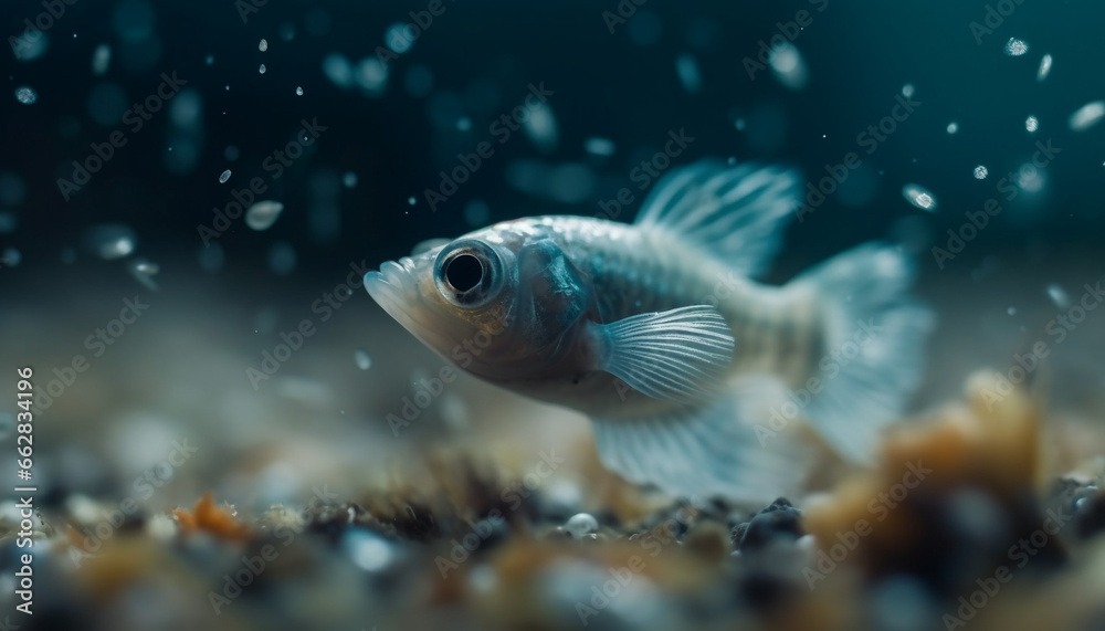 Colorful school of fish swimming in tropical reef blue waters Colorful school of fish swimming in tropical reef blue waters