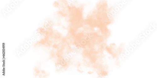 Abstract blob orange watercolor background, Digital paint for template or any design. Freeze motion of brown dust explosion. Stopping the movement of brown powder. Explosive brown powder on white bg
