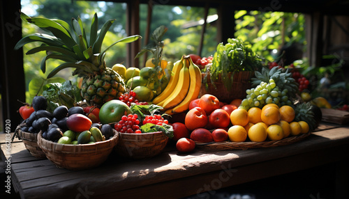 Freshness of nature bounty fruit, vegetable, healthy eating, organic generated by AI