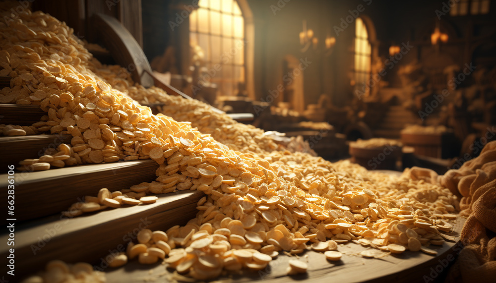 Agriculture industry large group of organic wheat in a row generated by AI Agriculture industry large group of organic wheat in a row generated by AI