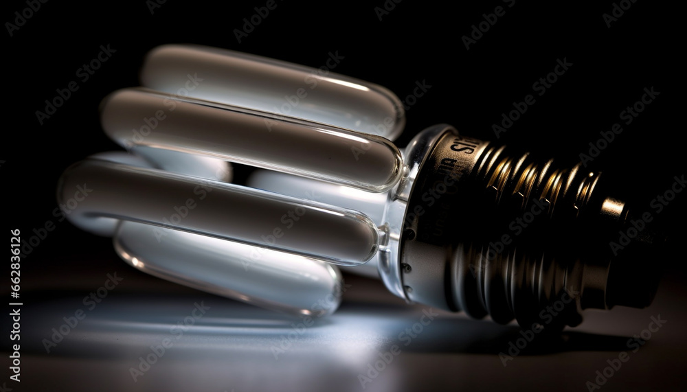 Bright electric lamp illuminates dark background, sparking innovative ideas