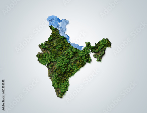 Green India-India map green concept. trees shape of India map isolated on white background. India green map- Environment day concept.