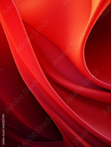 Red Creative Abstract Wavy Texture. Flowing Digital Art Decoration. Abstract Realistic Surface Vertical Background. Ai Generated Vibrant Curly Pattern.