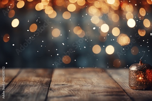 Moody christmas light bokeh backgroud. Genrative AI. photo