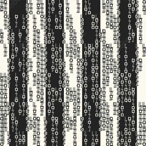 Monochrome Glitch Effect Textured Striped Pattern