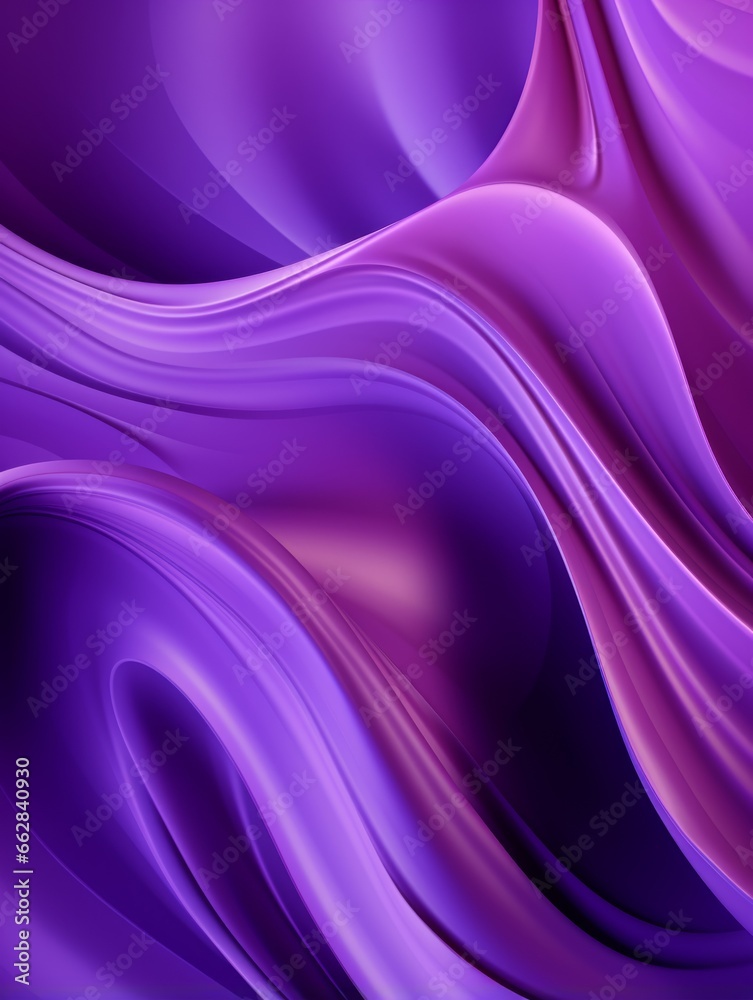Naklejka premium Violet Glossy Surface Creative Abstract Wavy Texture. Flowing Digital Art Decoration. Abstract Realistic Surface Vertical Background. Ai Generated Vibrant Curly Pattern.