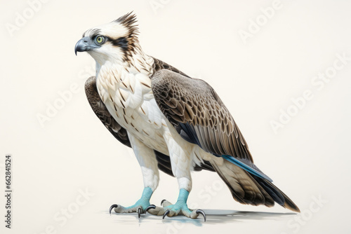 Full body of an osprey isolated on a white background