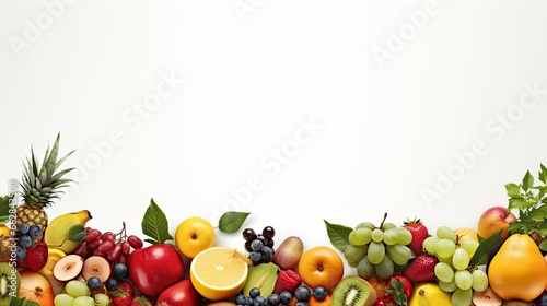 Fresh Fruits on Isolated White Background
