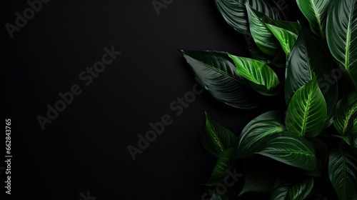 Green Plants on Black Background