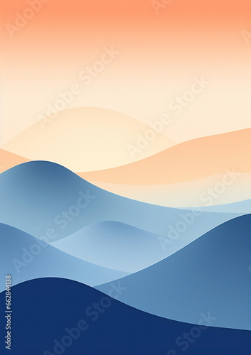 Landscape abstract sunset silhouette blue design nature illustration travel mountains hill background