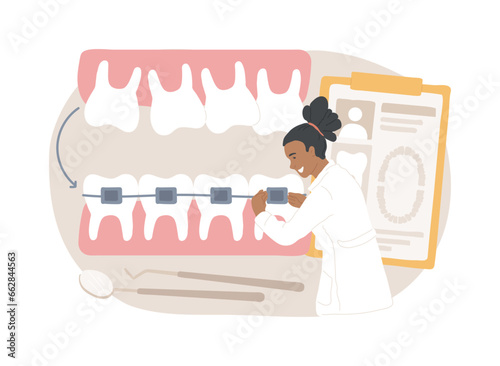 Orthodontic services isolated concept vector illustration. Orthodontic clinic department, family dentistry, dental appliance, oral hygiene, teeth center, stomatology service vector concept.