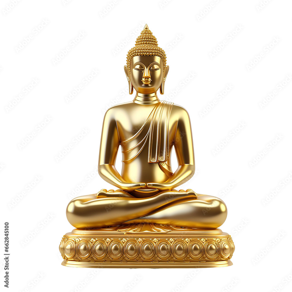 Golden Buddha on transparent background PNG