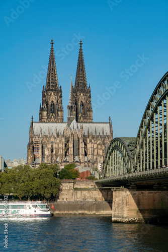 Cologne Cathedral and Hohenzollern Bridge daylight view