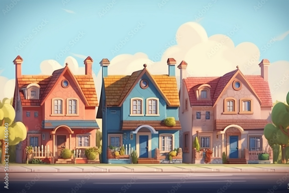 3d rendering of a beautiful house in the middle of the street 3d rendering of a beautiful house in the middle of the street