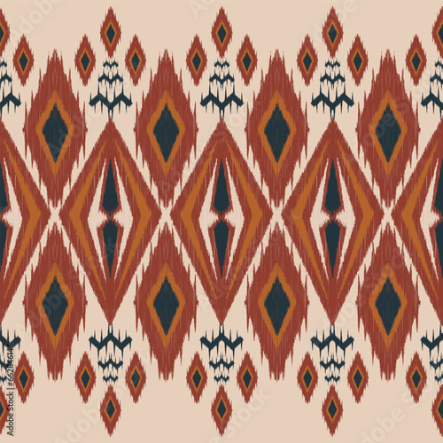 Ethnic abstract ikat art. Seamless pattern in tribal, folk embroidery, for carpets, wallpapers, garments, wrapping, fabrics, coverings, textiles and more	