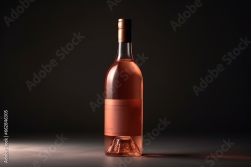 Isolated rosé wine bottle on neutral background for mockup presentations. Generative AI