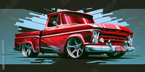 illustration of a muscle cars pickup in vector design, simplicity design of muscle truck