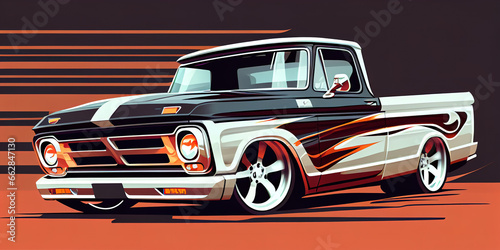 illustration of a muscle cars pickup in vector design, simplicity design of muscle truck