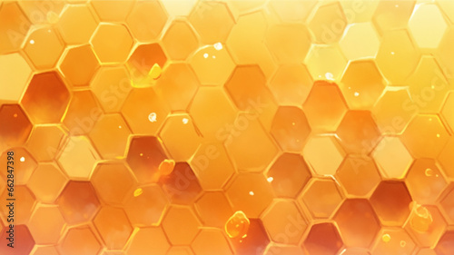 Shiny golden hexagonal honey background. golden abstract background. AI generated