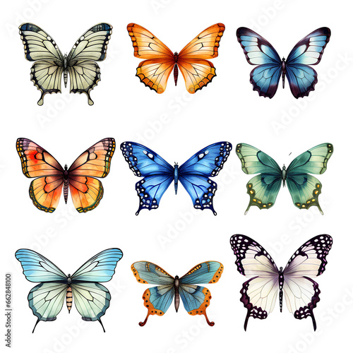 set of butterflies On a transparent background PNG © PNG for U