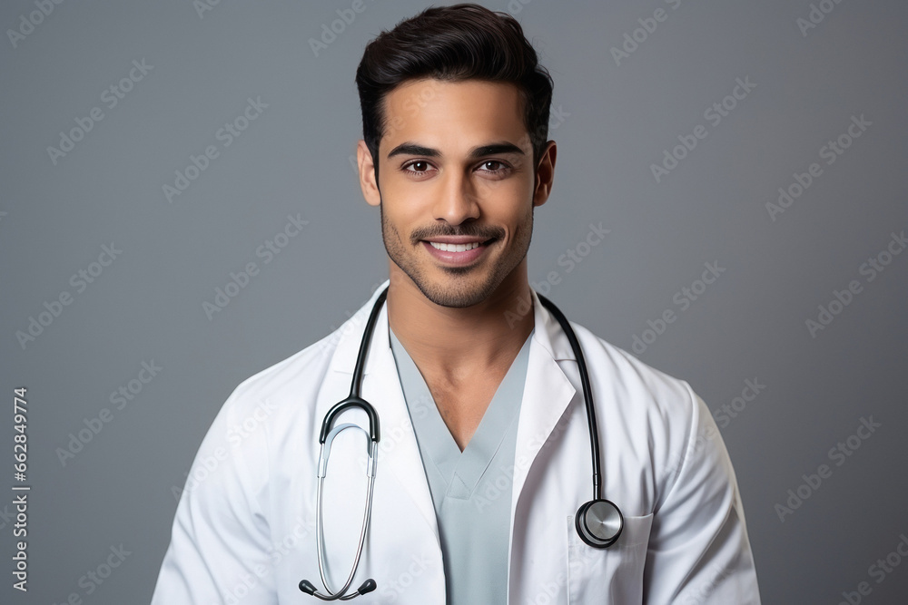Young male doctor in uniform with stethoscope Young male doctor in uniform with stethoscope
