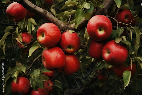 red apples on a tree AI Generative 