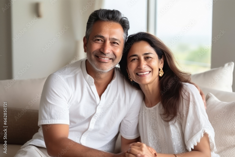 Indian couple smiling while hugging each other Indian couple smiling while hugging each other