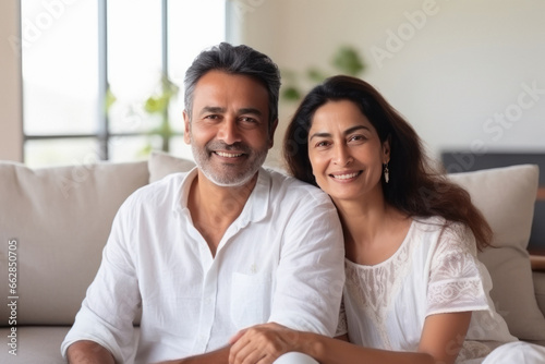 Indian couple smiling while hugging each other