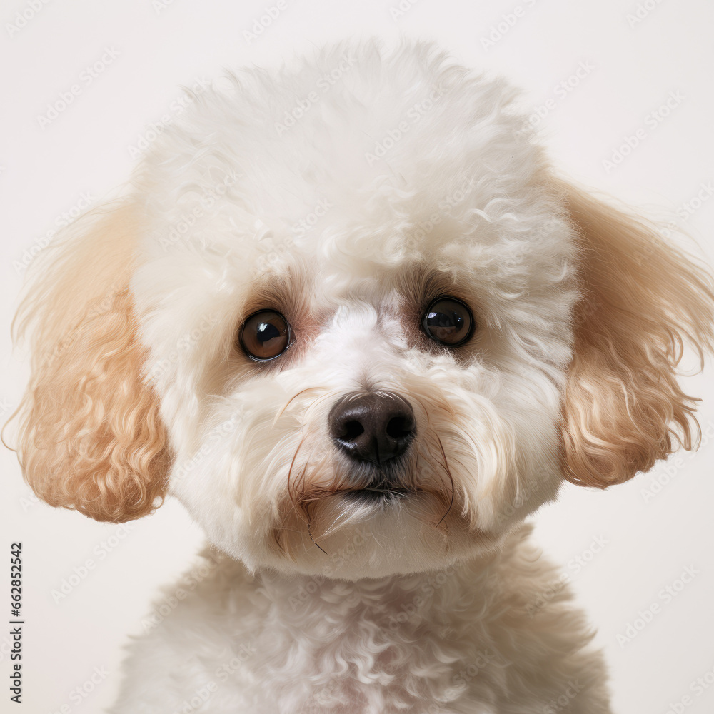Close up a poodle-toy dog, Angle to capture the whole body, studio photo, White background Close up a poodle-toy dog, Angle to capture the whole body, studio photo, White background
