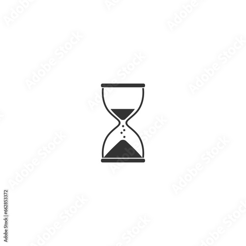 Illustration of hourglass icon on white background. Vector