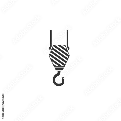 Black Industrial hook icon isolated on white background. Crane hook icon. Vector Illustration
