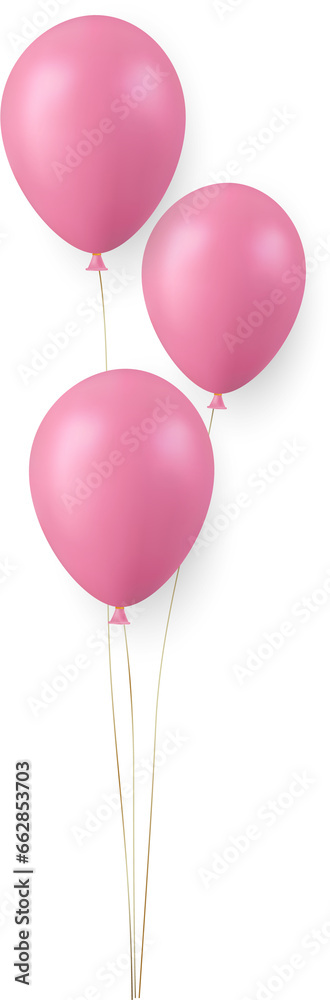 3d pink Happy Birthday Balloons