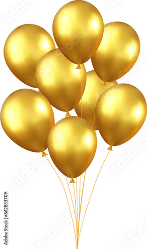 3d Realistic gold Happy Birthday Balloons