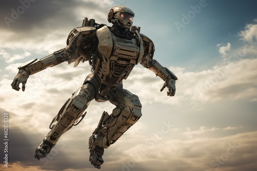 A flying robot soldier. Generative AI