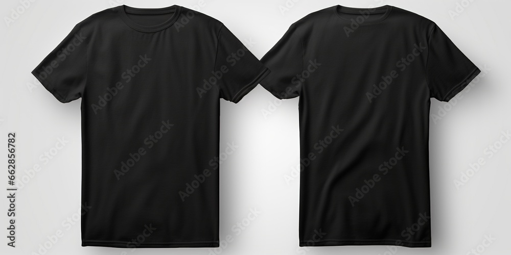 Plain black t - shirt mockup design. front and rear view. isolated on ...