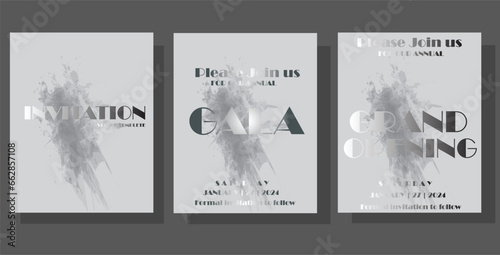 Luxury gala invitation card background vector. Minimalist Concept on Silver background. Premium design illustration for wedding and vip cover template, grand opening.