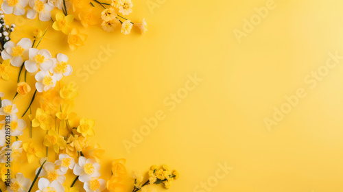 Rose flowers on yellow background. Valentines day, mothers day, women day concept
