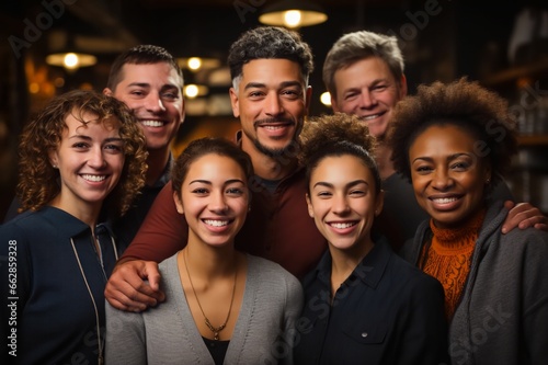 Groupe d'amis adulte multiculturel rassembler autour d'une table dans un bar, restaurant, équipe de travail
