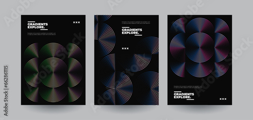 Minimal dark covers set. Future geometric design. Abstract 3d meshes. Eps10 vector.	
