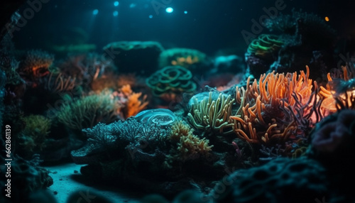 Colorful underwater seascape showcases natural beauty of tropical sea life