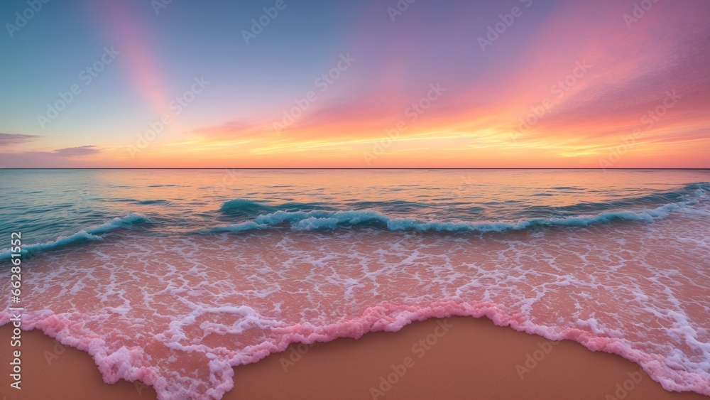 custom made wallpaper toronto digitalA Beach With Waves And A Pink Sky