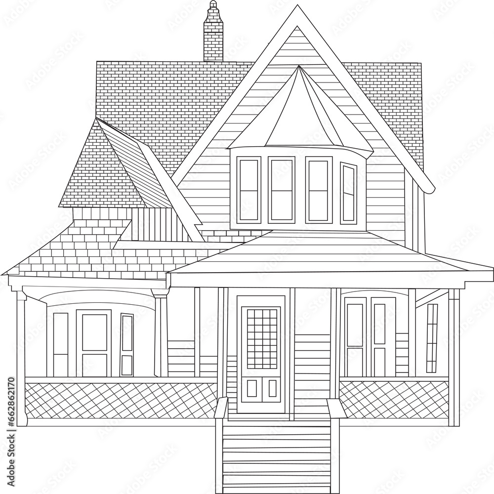 Adults house coloring page