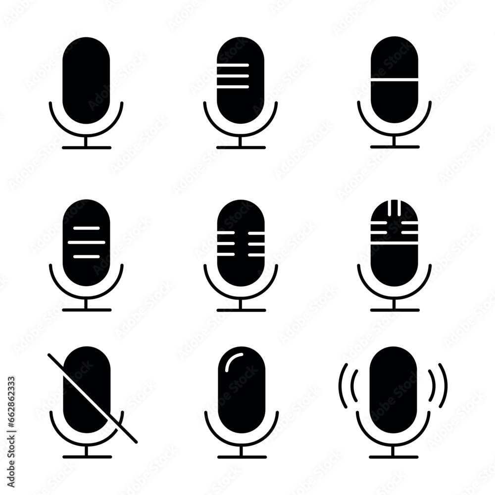 Microphone vector icon set isolated on white background. Microphone vector icon set isolated on white background.
